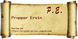 Propper Ervin névjegykártya